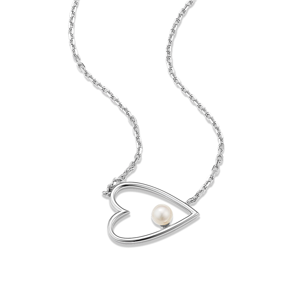 Cultured Freshwater Pearl East-West Heart Pendant