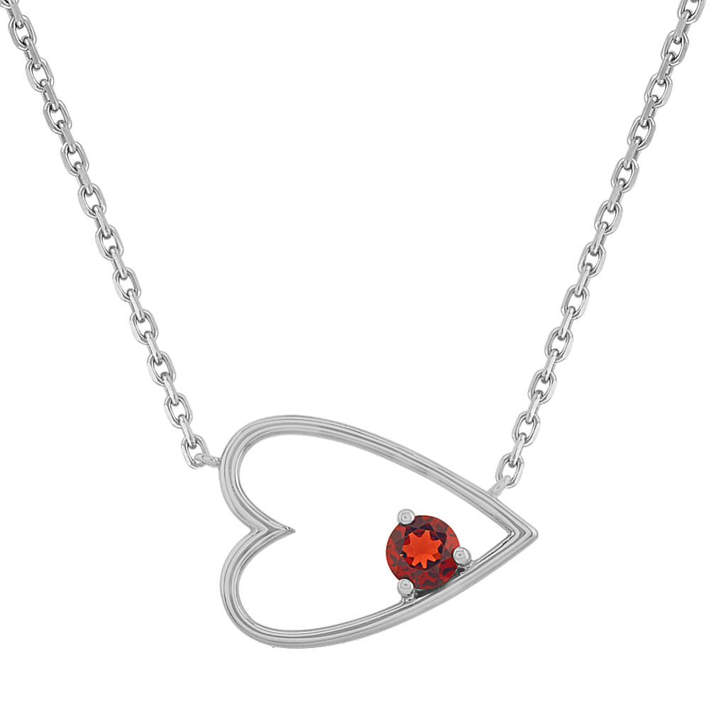 Garnet East-West Heart Pendant