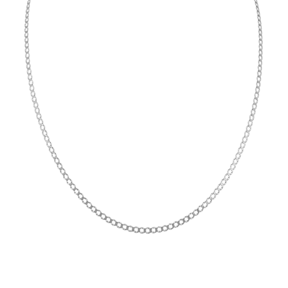 Rombo Curb Chain in 14k White Gold (18 in)