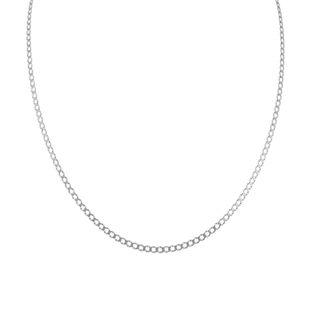 Rombo Curb Chain in 14k White Gold (18'')