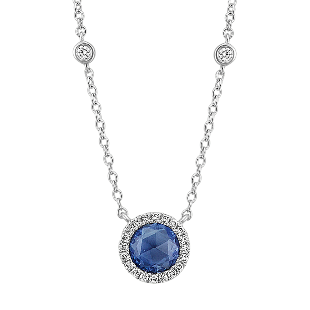 Rose Cut Sapphire and Diamond Necklace (18 in.)