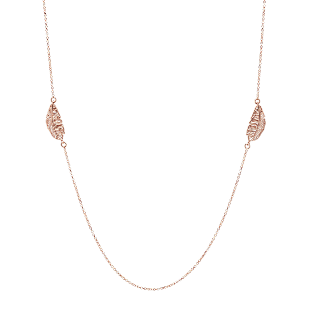 Rose Sterling Silver Feather Necklace (36 in)