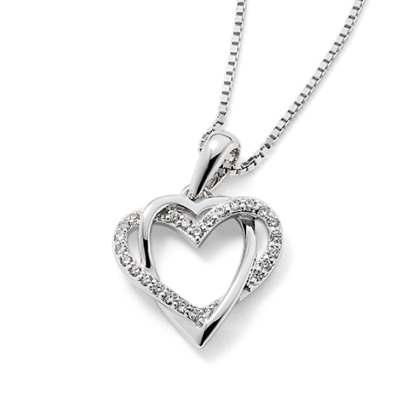 Diamond Pave Overlapping Heart Pendant