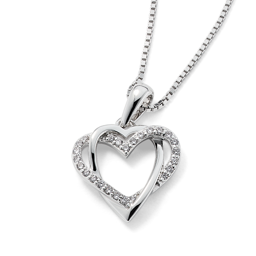 Overlapping Pave Heart Pendant (18 in)