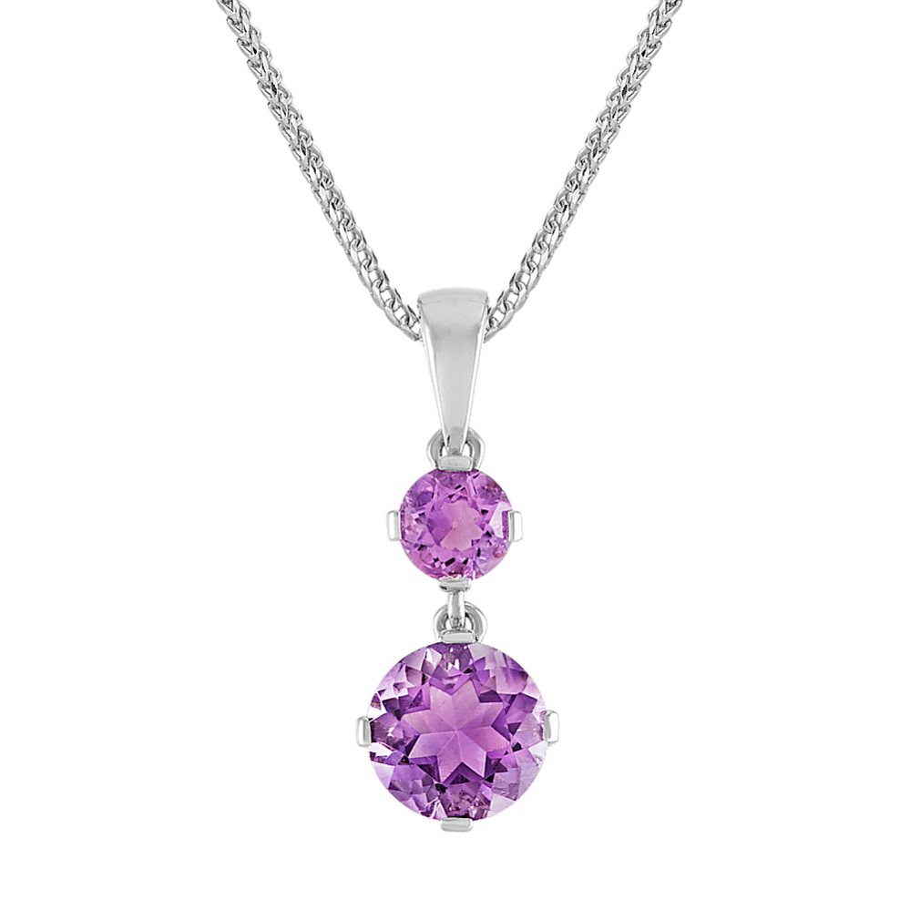 Somerset Amethyst Pendant in Sterling Silver (22'')