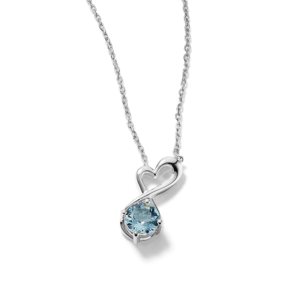 Suzette Aquamarine Infinity Heart Pendant