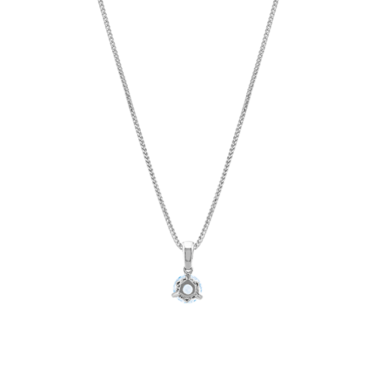 Gwen Natural Aquamarine Solitaire Pendant in Sterling Silver (22 in)