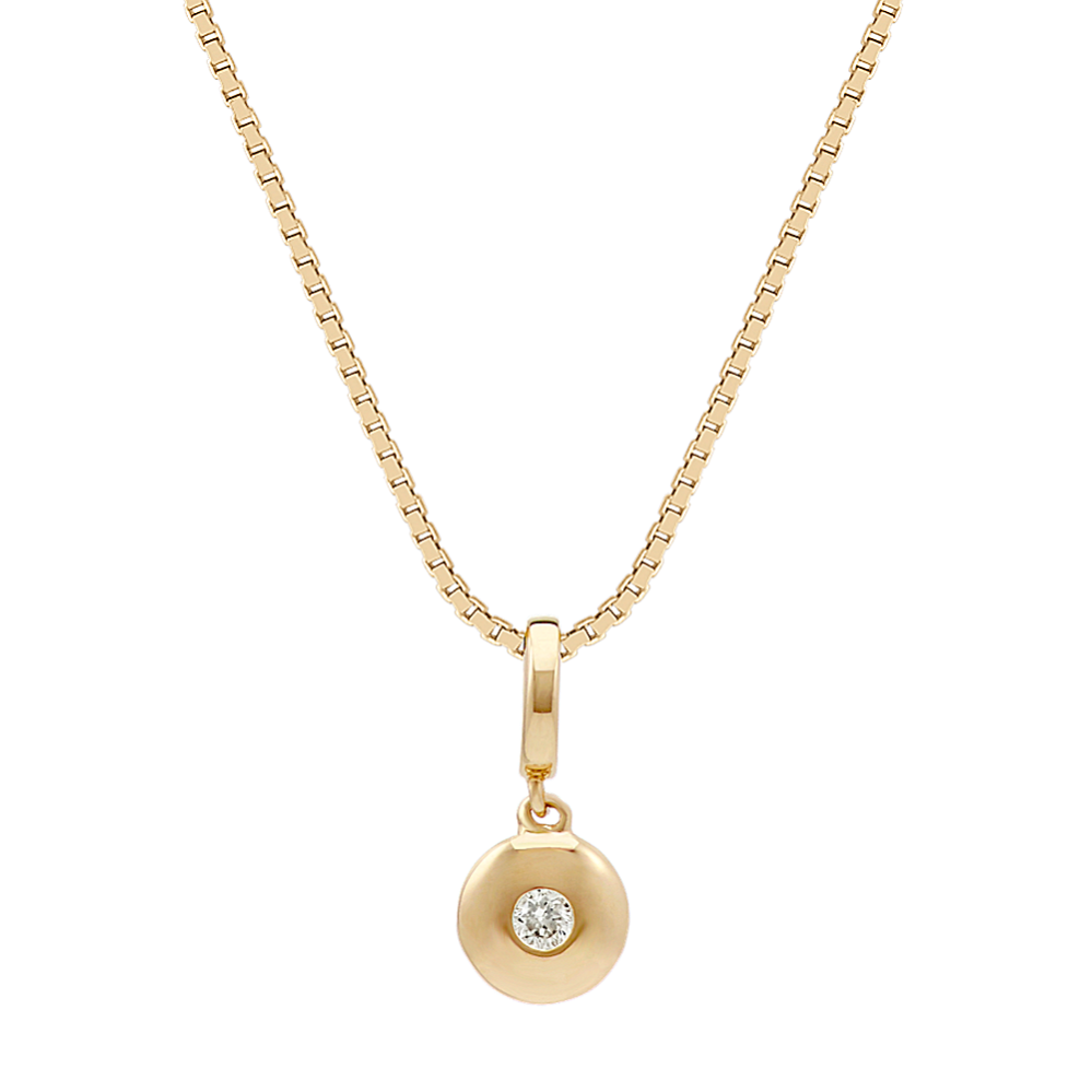Round Diamond 14k Yellow Gold Circle Pendant (18'')