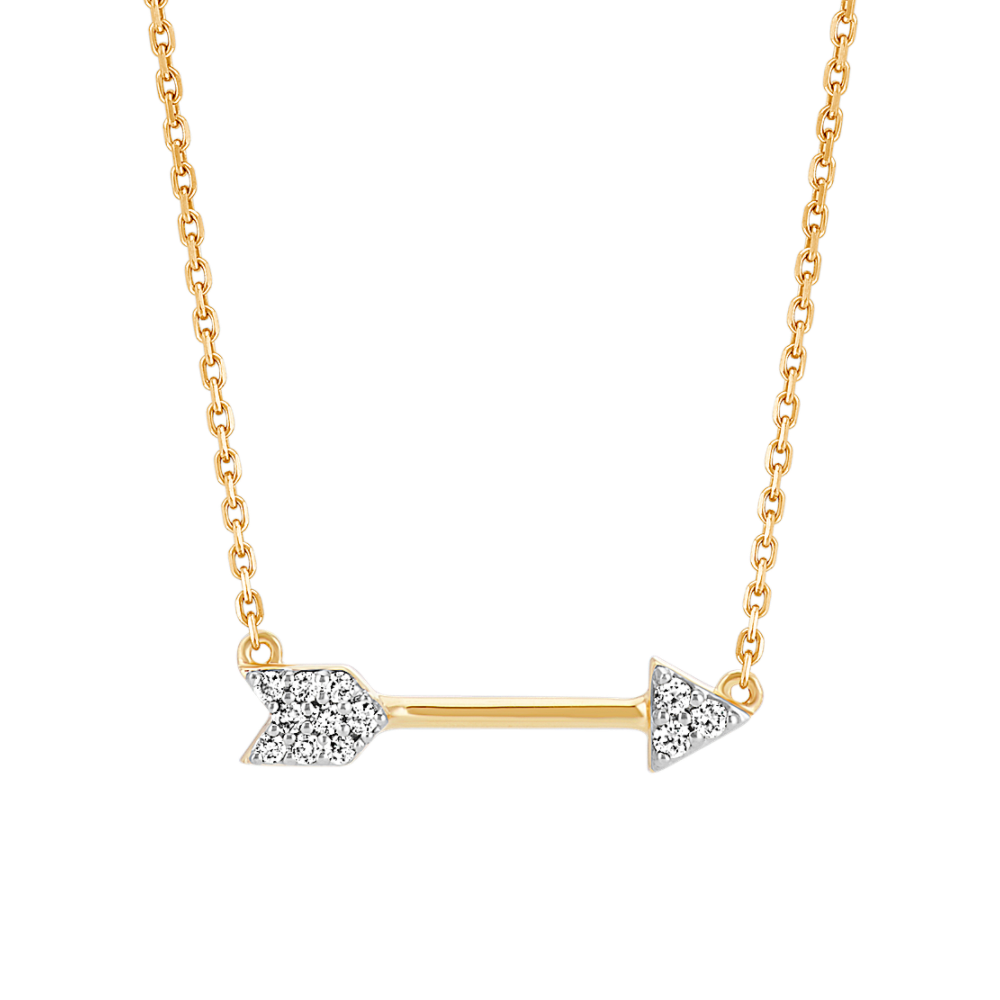 Round Diamond Arrow Necklace in 14k Yellow Gold (16 in)