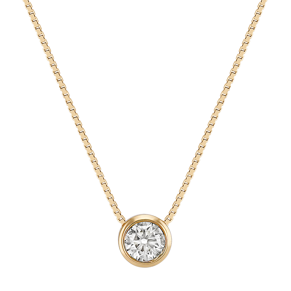 Round Diamond Bezel-Set Pendant in 14k Yellow Gold (20'')