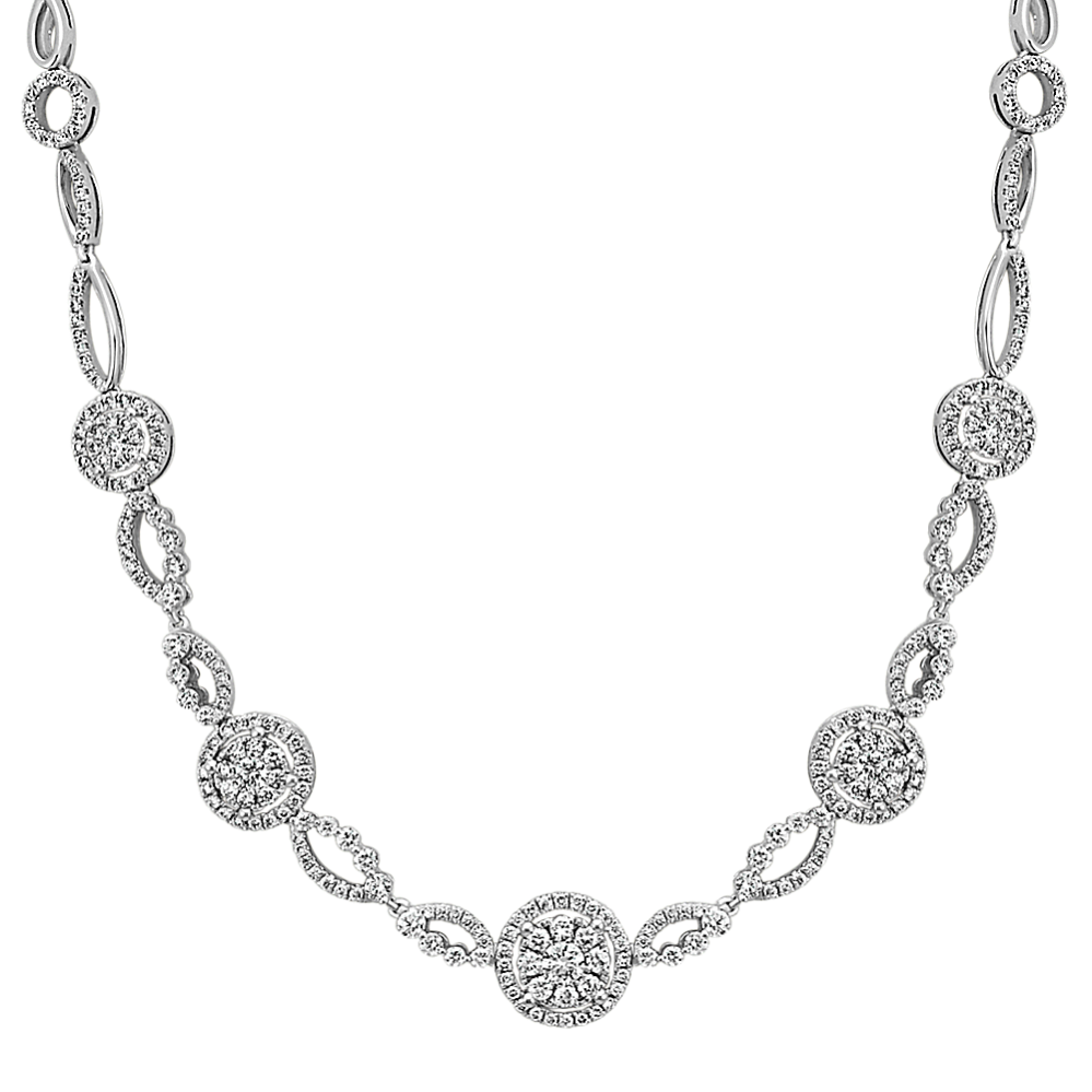 Round Diamond Circle and Swirl Necklace (18'')