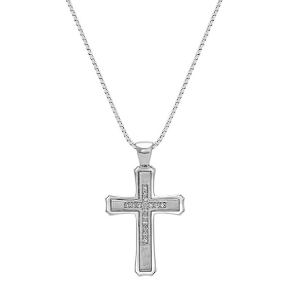 20 inch Mens Diamond Cross Necklace in Sterling Silver | Shane Co.