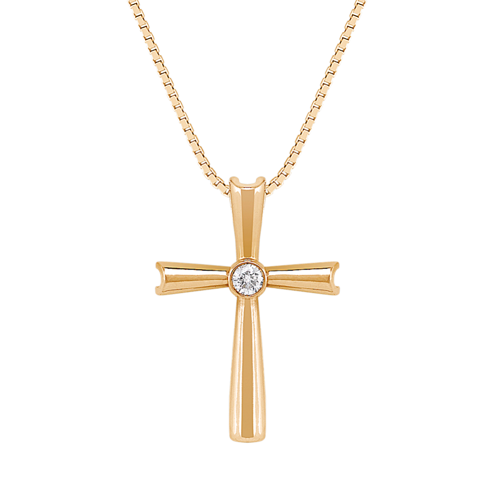 Round Diamond Cross Pendant (18'')