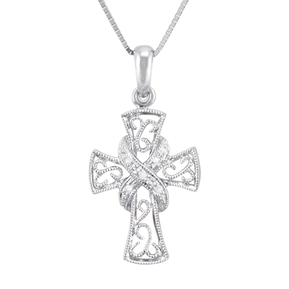 Round Diamond Cross Pendant (18'')