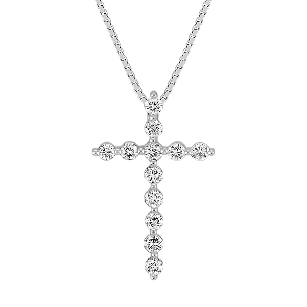 Round Diamond Cross Pendant (18 in)