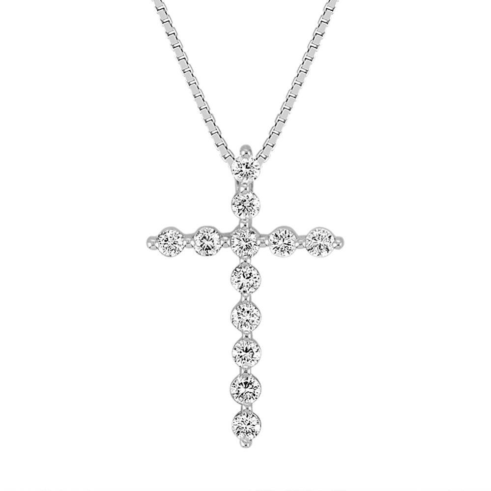 Round Diamond Cross Pendant (18'')