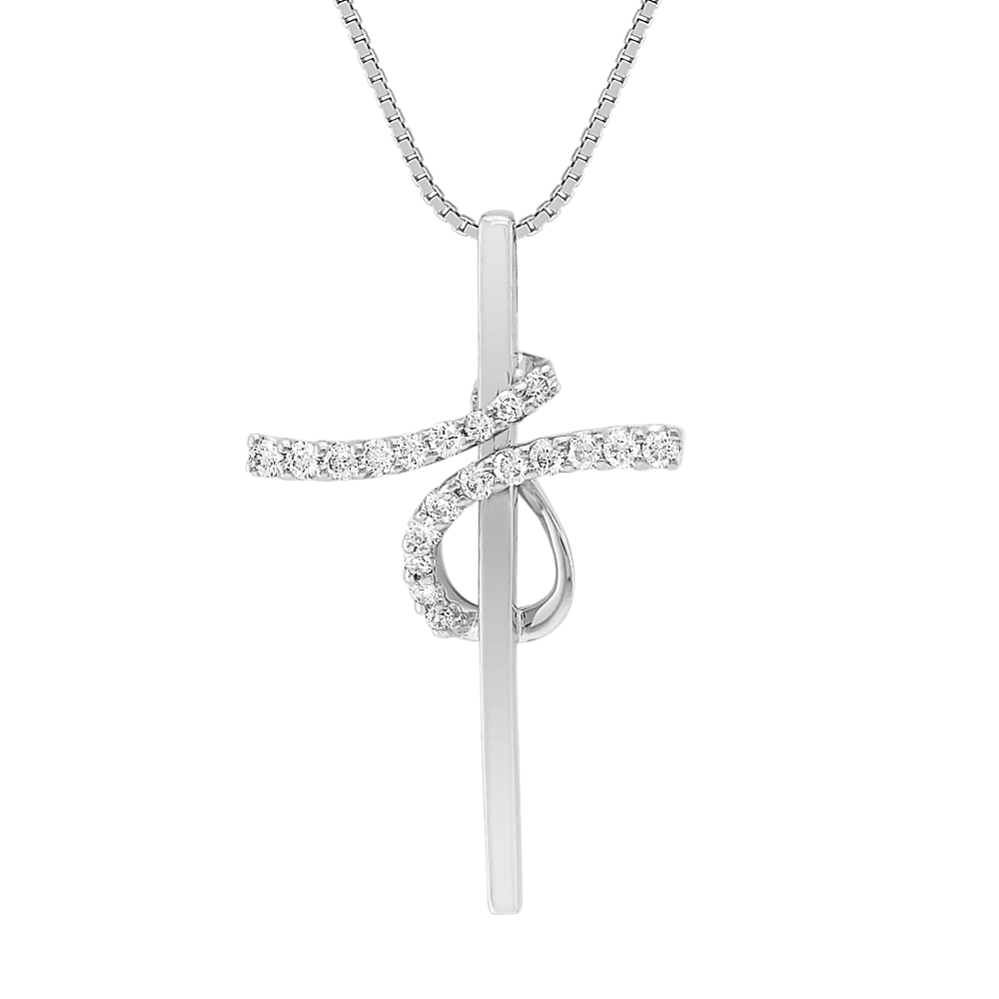 Round Diamond Cross Pendant (18'')