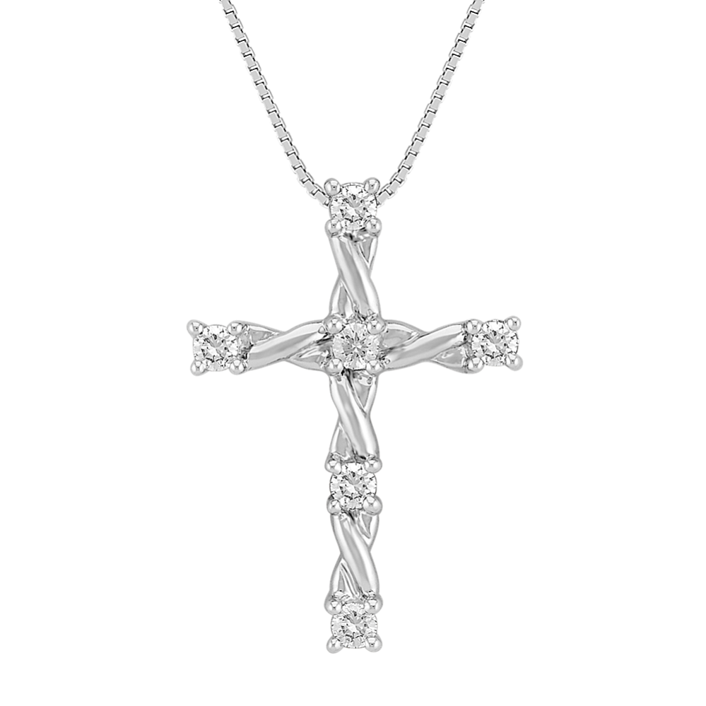 Round Diamond Cross Pendant (18'')