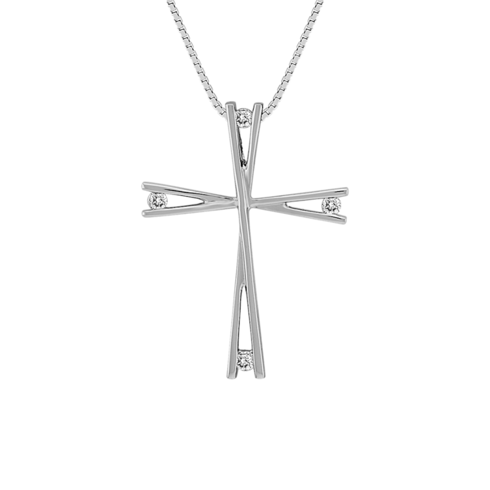 Round Diamond Cross Pendant (18'')