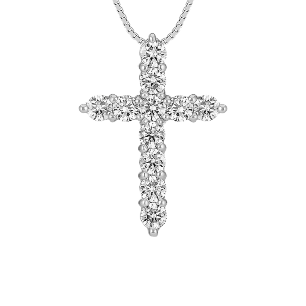 Round Diamond Cross Pendant (18 in)