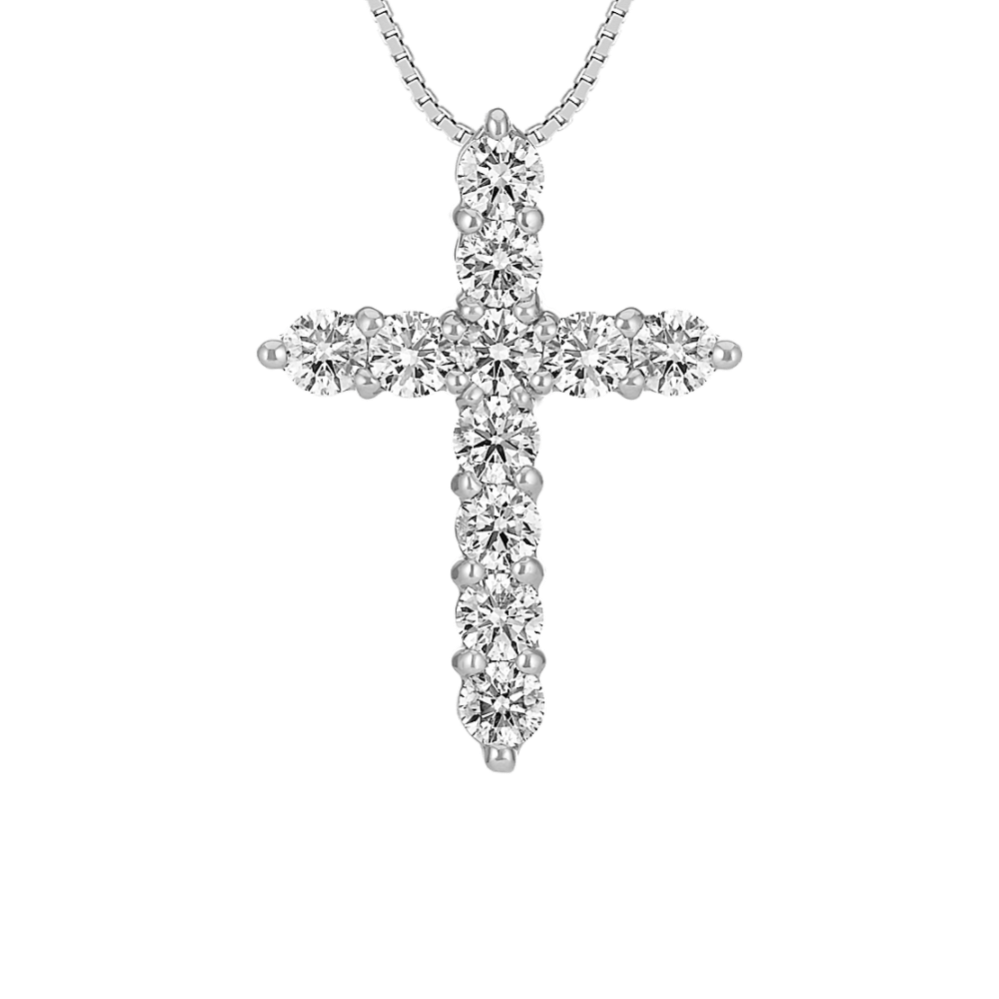 Round Diamond Cross Pendant (18'')
