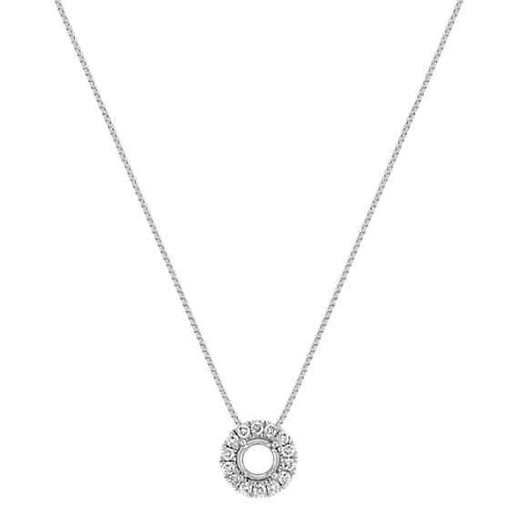 Round Diamond Halo Pendant With Pave Setting 18 In Shane Co - Diamond Halo Pendant Setting Only