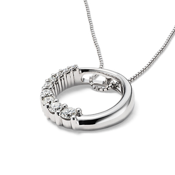 Round Diamond Journey Circle Pendant 18 In