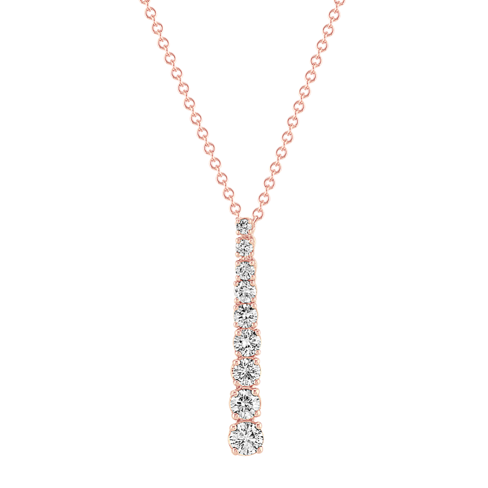 Round Diamond Journey Pendant in 14k Rose Gold (22'')