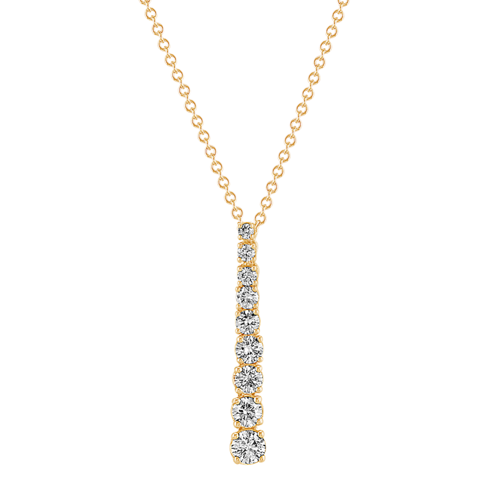 Round Diamond Journey Pendant in 14k Yellow Gold (22'')