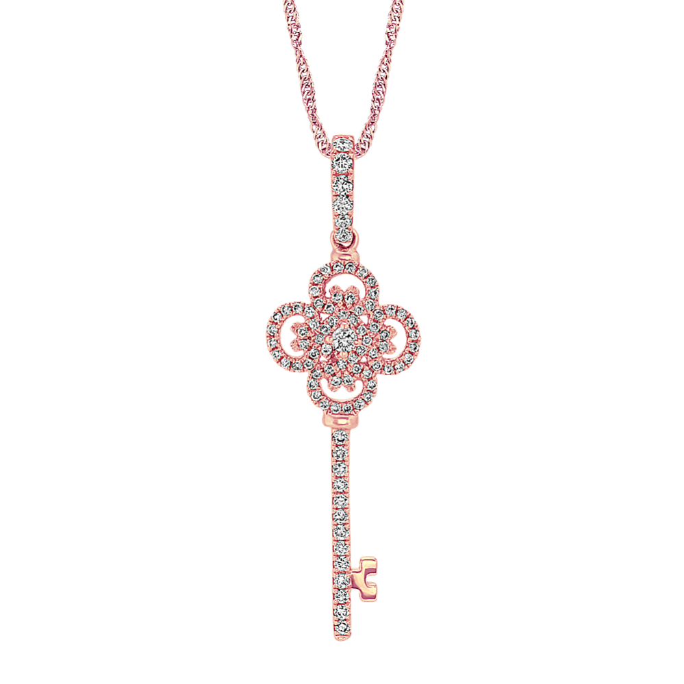 Round Diamond Key Pendant (20'')