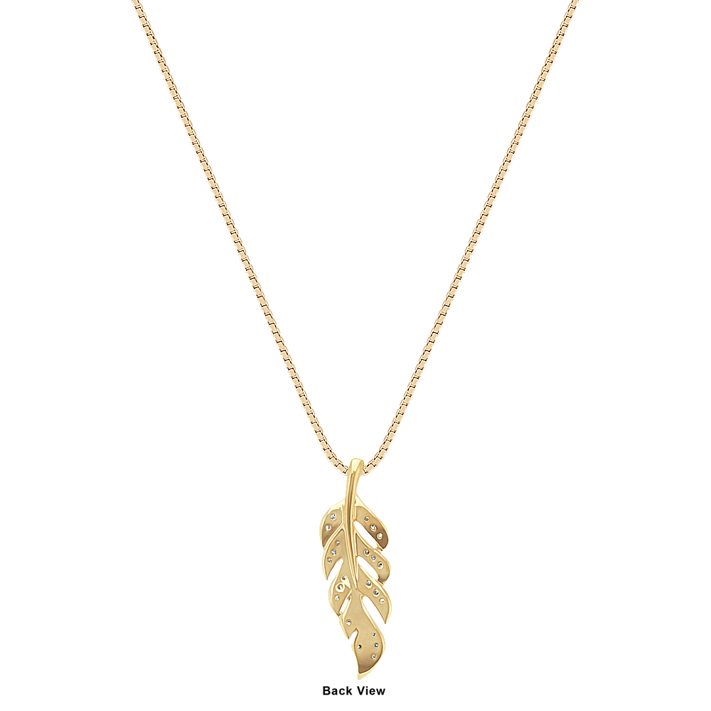 Round Diamond Leaf Pendant in 14k Yellow Gold (18 in) | Shane Co.
