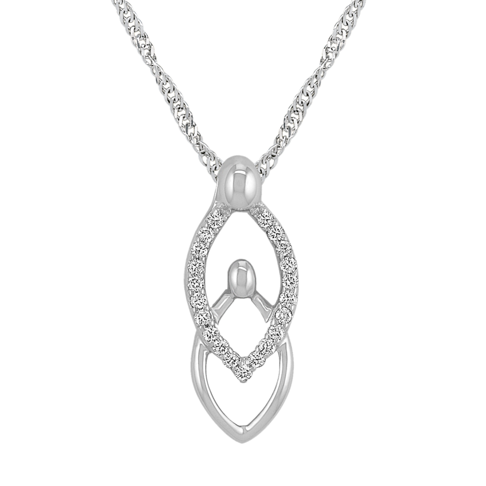 Round Diamond Mother & Child Pendant in Sterling Silver (20 in)