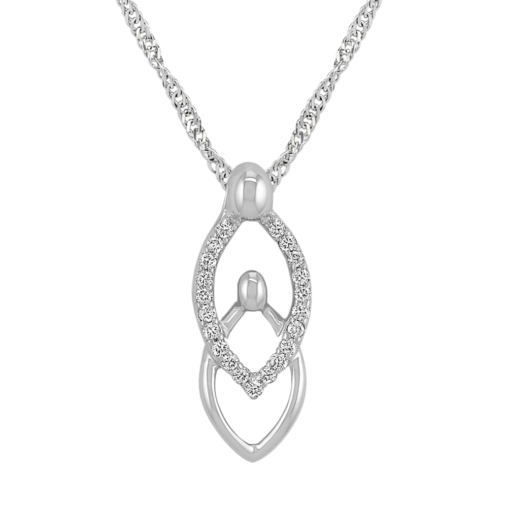Round Diamond Mother & Child Pendant in Sterling Silver (20'')