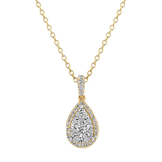 Round Diamond Teadrop Pendant (18 in)