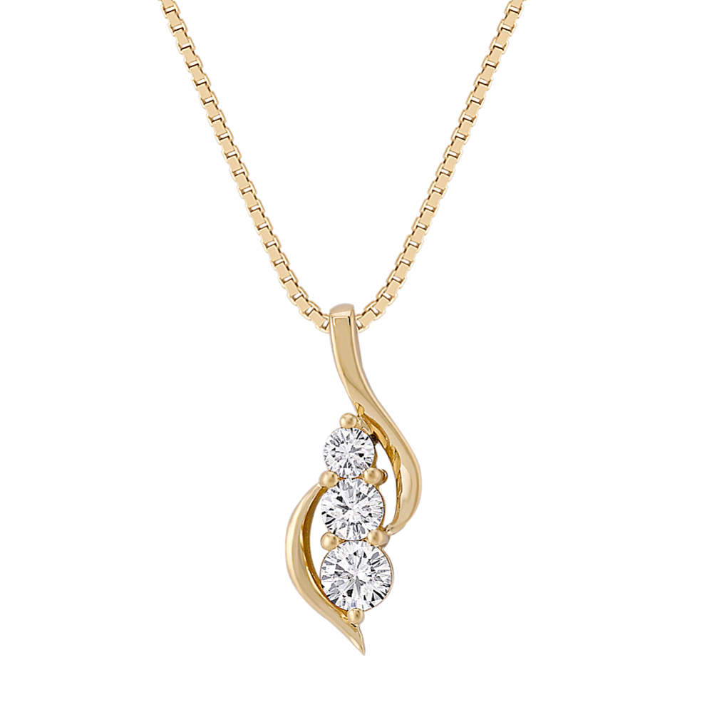 Round Diamond Three-Stone Pendant (18'')