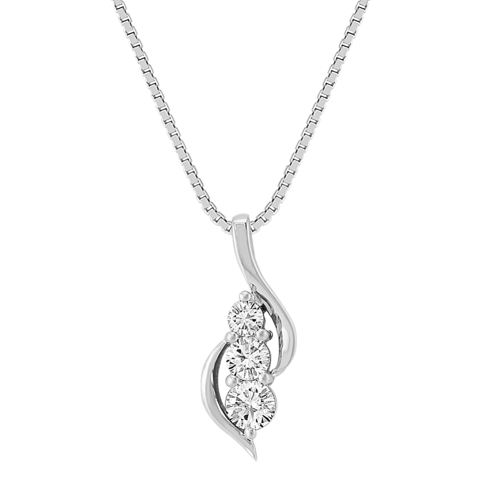 Round Diamond Three-Stone Swirl Pendant (18'')