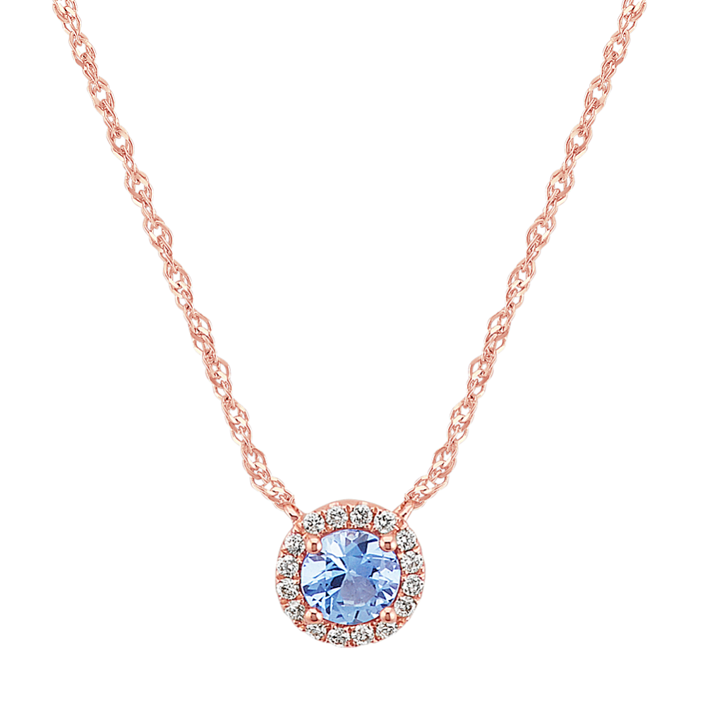 Round Ice Blue Sapphire & Diamond Necklace (18'')