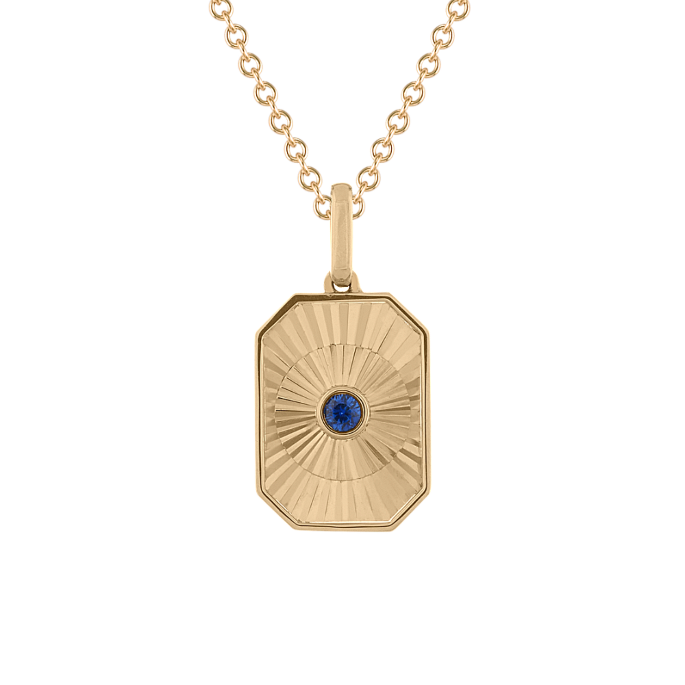 Round Kentucky Blue Natural Sapphire Fluted Pendant (18 in)