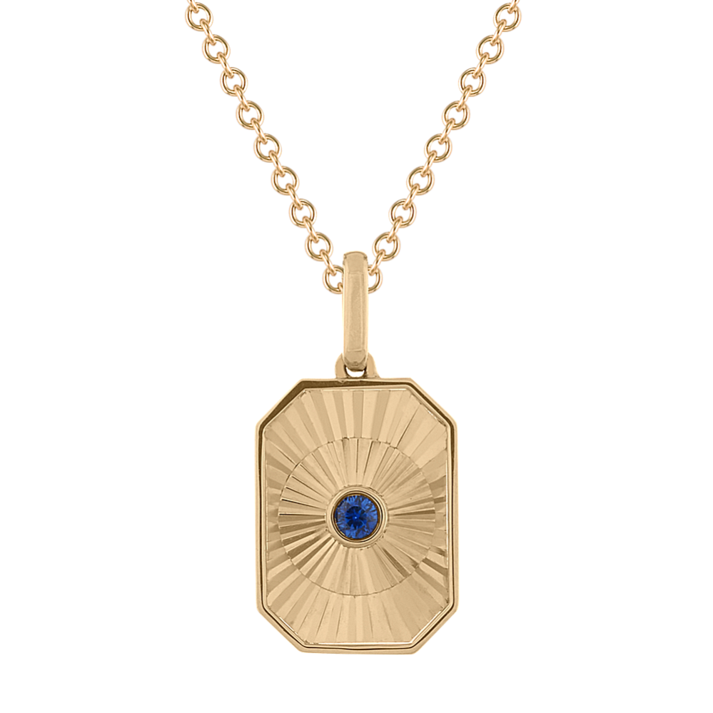 Round Kentucky Blue Sapphire Fluted Pendant (18 in)
