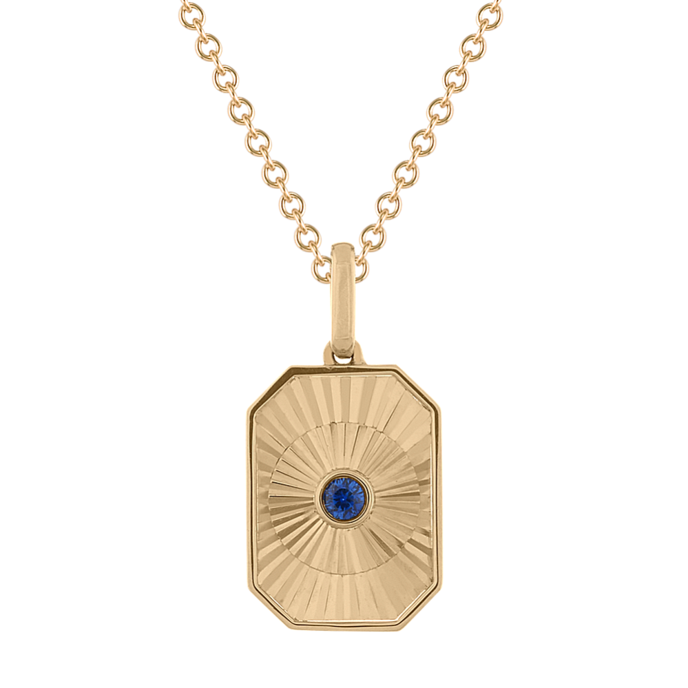 Round Kentucky Blue Sapphire Fluted Pendant (18'')