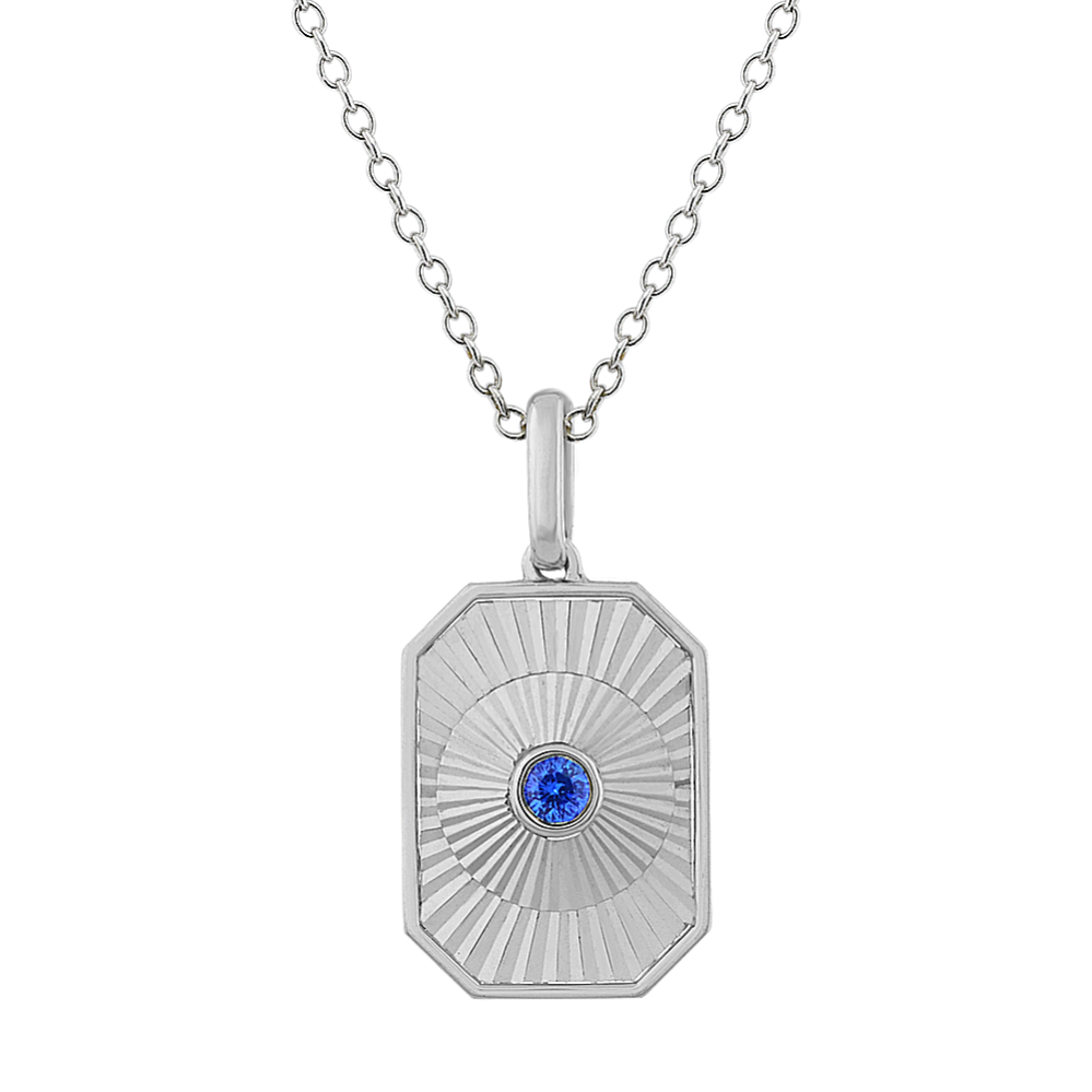 Round Kentucky Blue Sapphire Fluted Pendant (22 in)