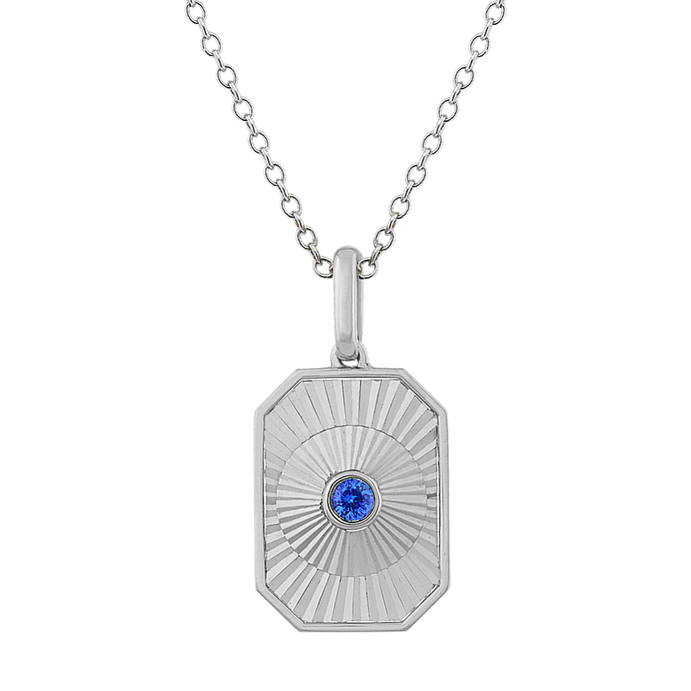 Round Kentucky Blue Sapphire Fluted Pendant (22'')