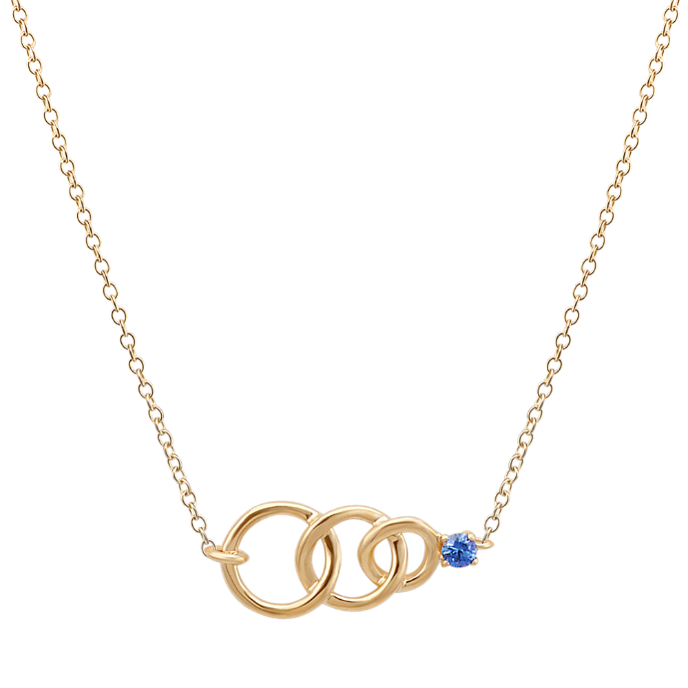 Round Kentucky Blue Sapphire Linking Circle Necklace (18'')