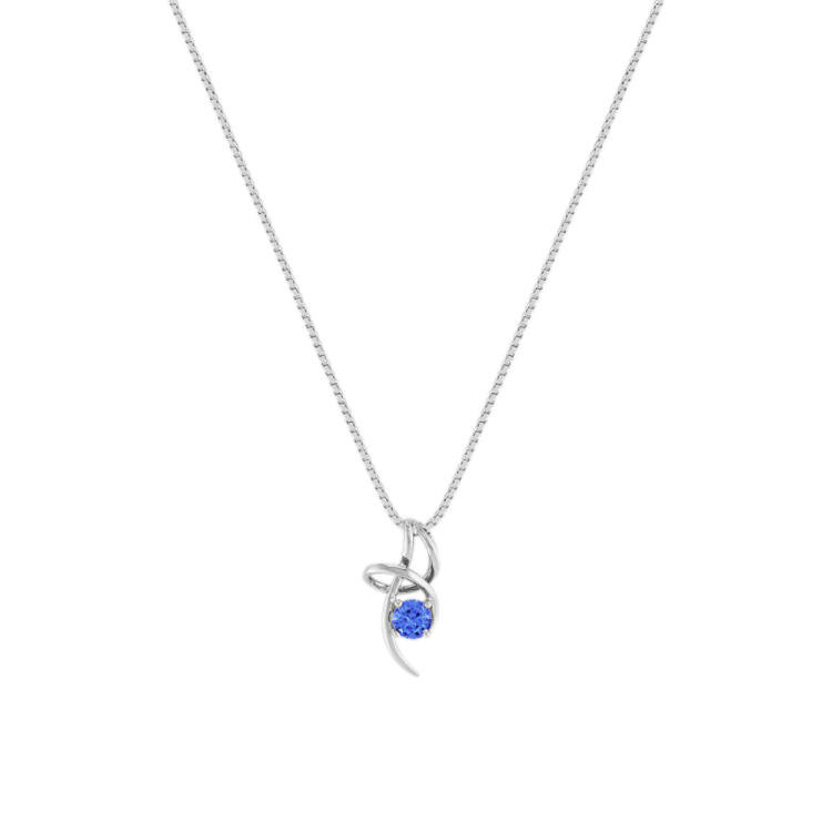 Milo Kentucky Blue Natural Sapphire Pendant in 14K White Gold (18 in)