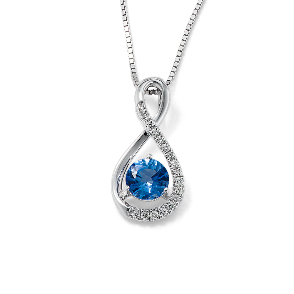 Willamette Natural Kentucky Sapphire and Natural Diamond Infinity Pendant (18 in)