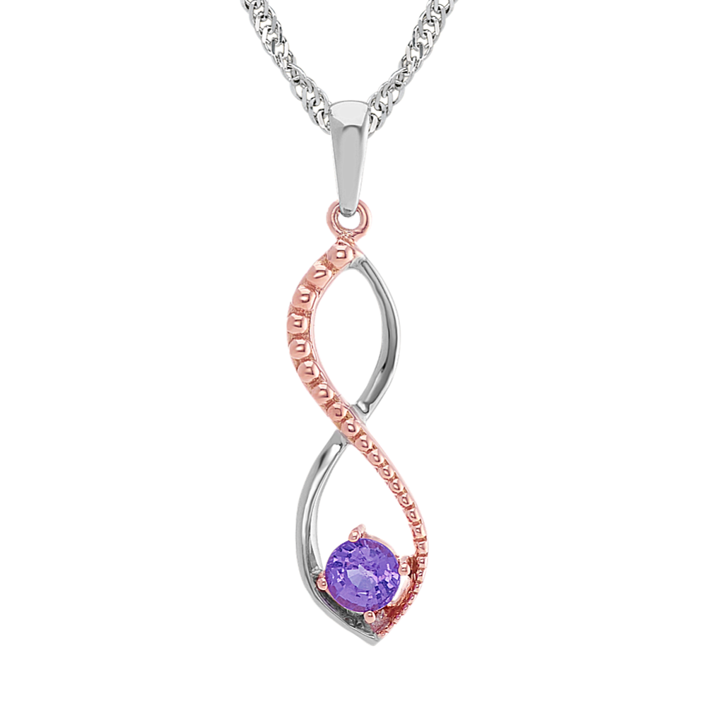 Round Lavender Sapphire Infinity Pendant (20 in)