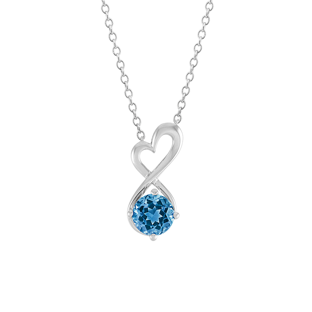 Suzette Natural London Blue Topaz Heart Pendant in Sterling Silver (18 in)