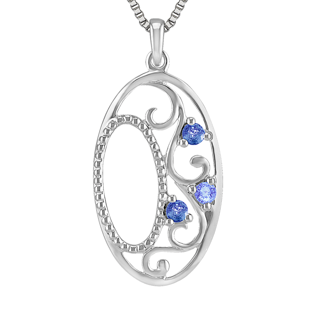 Round Multi-Colored Sapphire Pendant in Sterling Silver (18 in)