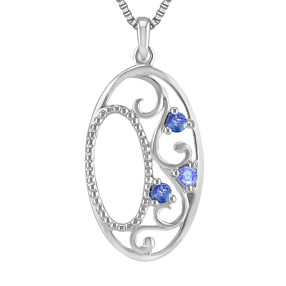 Round Multi-Colored Sapphire Pendant in Sterling Silver (18'')