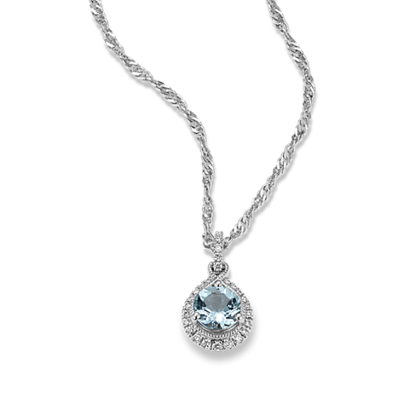 Tansy Aquamarine & Diamond Pendant